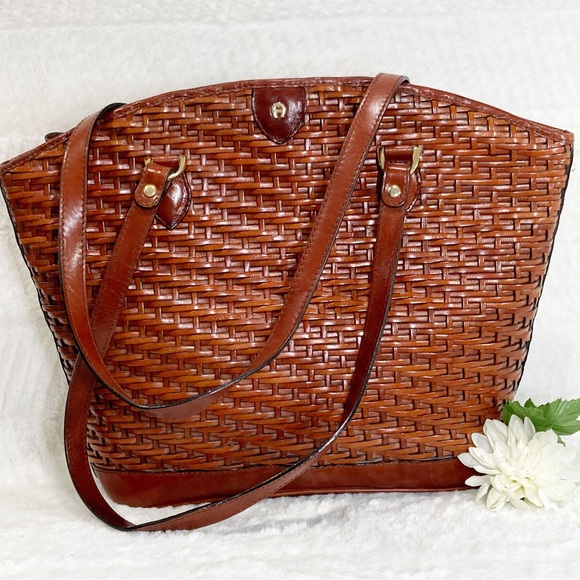 Etienne Aigner Handbags - Vintage Rare Etienne Aigner Woven Leather Brown Large Tote Bag